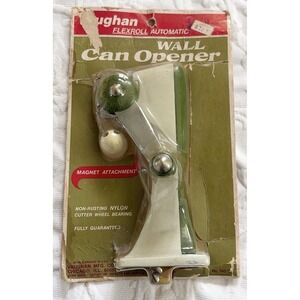 Vintage Vaughan Wall Can Opener Flex Roll Non Rusting Avocado Green Made USA NEW